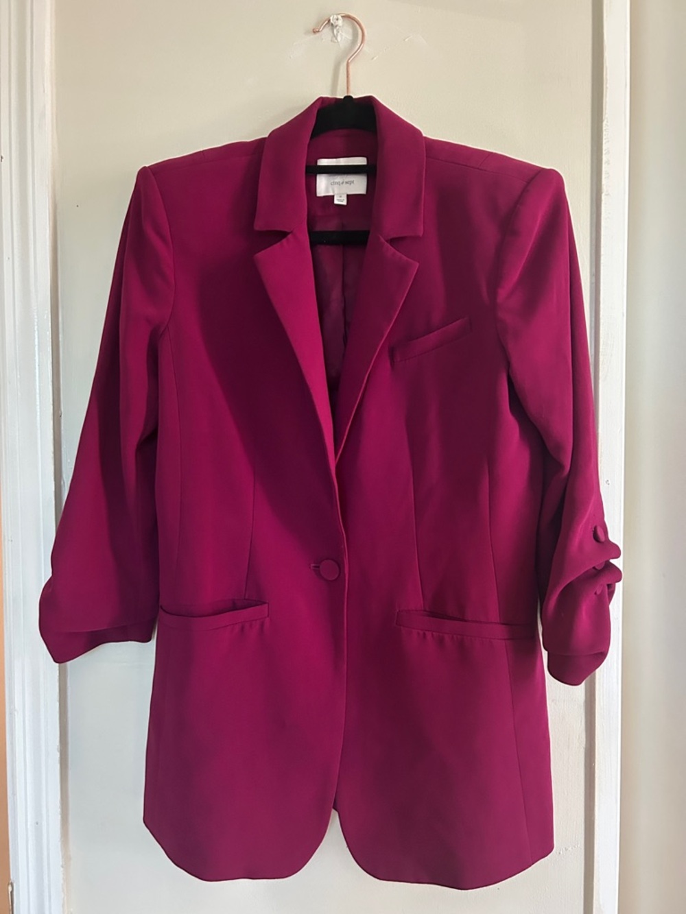 cinq a sept Women's Fuchsia Single-Button Blazer